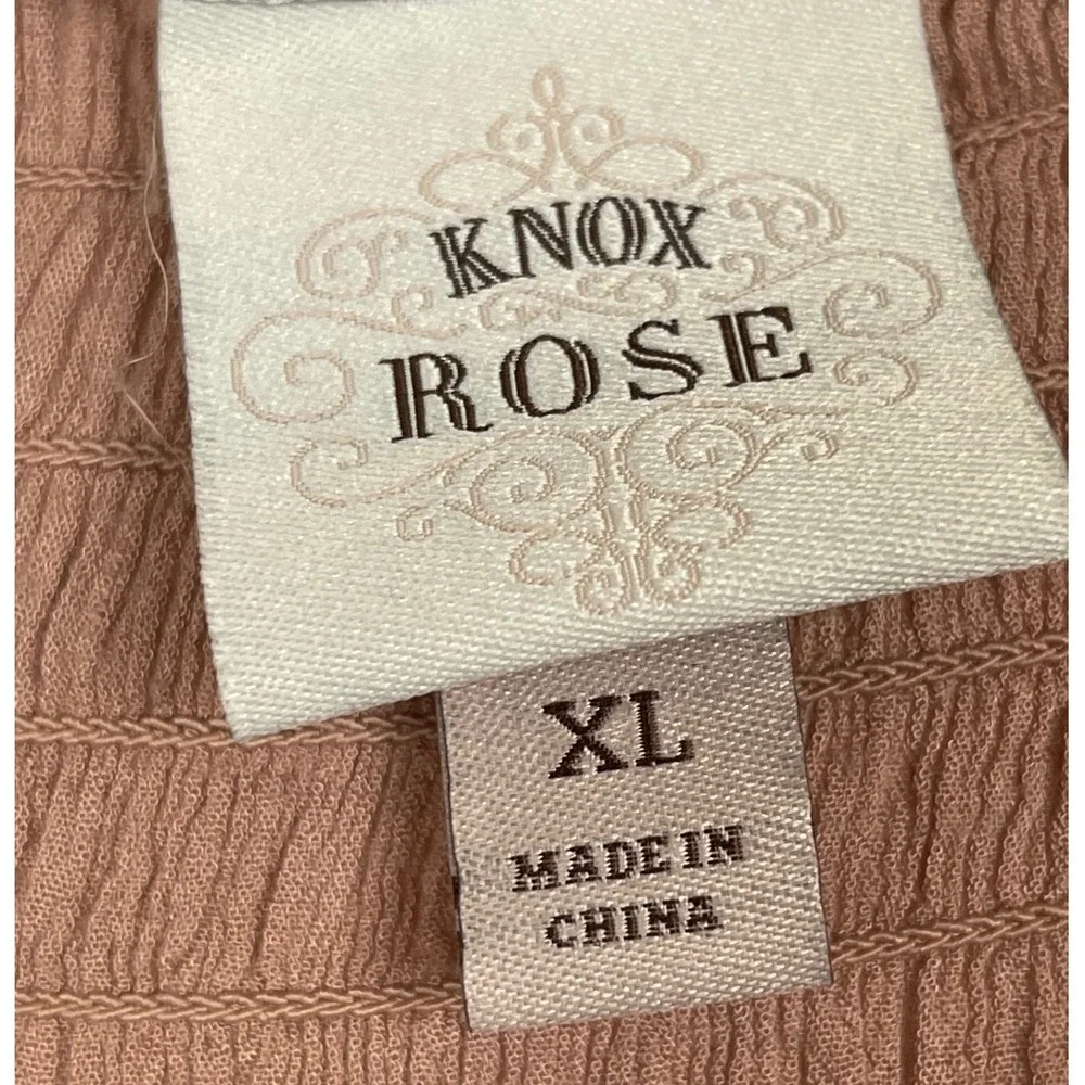 Knox Rose Blouse Womens XL Pink Excellent Smocked Boho 3/4 Sleeve Rayon Top - Picture 6 of 15